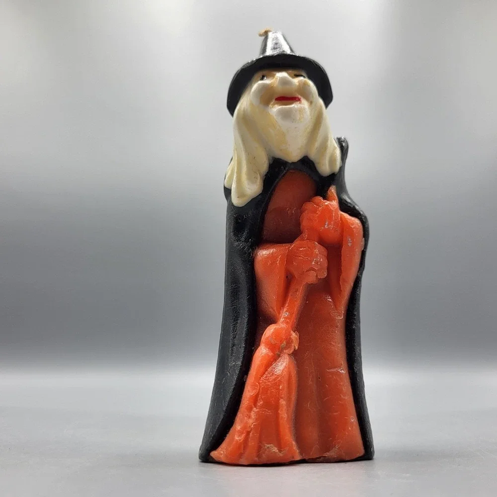 Vintage Gurley Halloween Witch Candle Figurine Spooky Decor 5.5